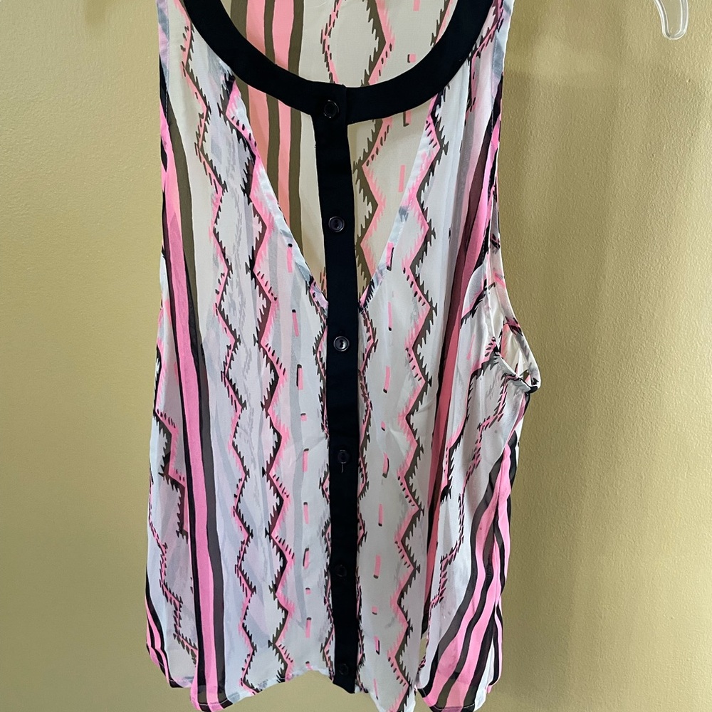Funky Sheer Button Up Tank Top 🌼Final Price 🌼